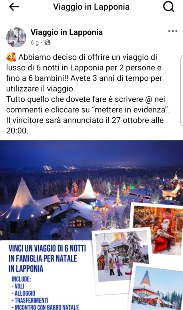Bufale: Ti regalano un viaggio in Lapponia. Chi? Babbo Natale?